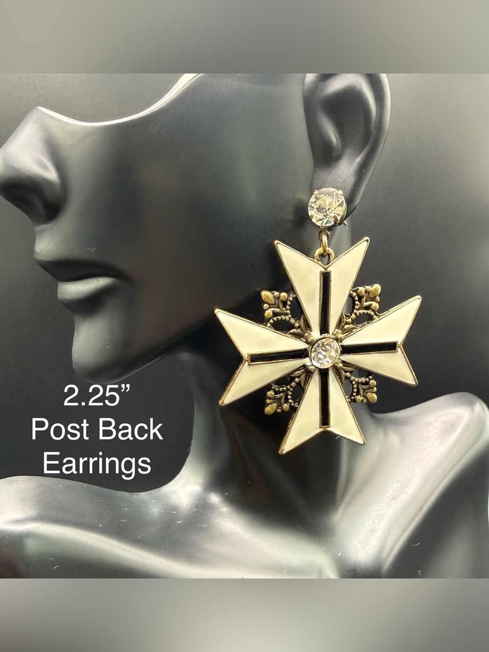 Starburst Drop Post Back Earrings Gold